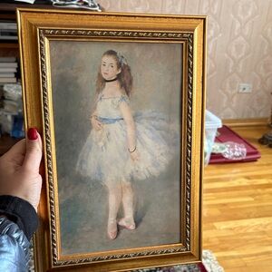 Framed Ballerina Painting with Gold Frame